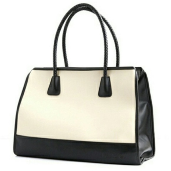 Chic Black and Cream Satchel - Picture 1 of 4